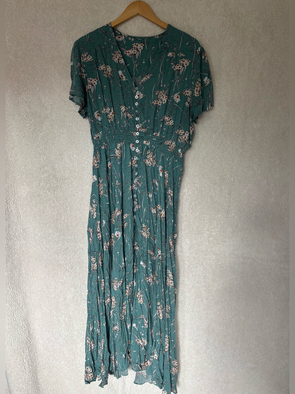 XXL Teal Floral Button-Front Women’s Maxi Dress
